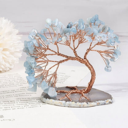 Decorative natural stone gemstone crystal tree ornament
