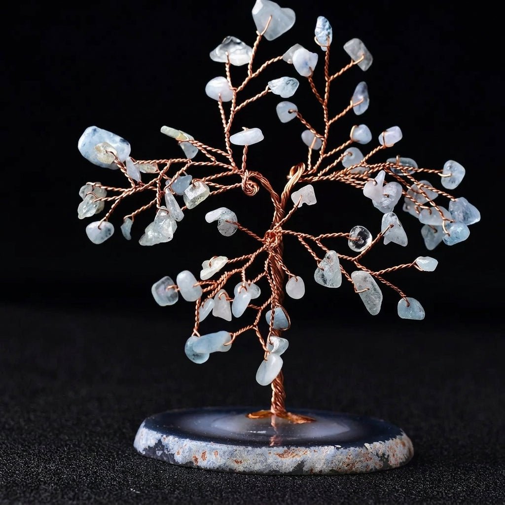 Decorative natural stone gemstone crystal tree ornament