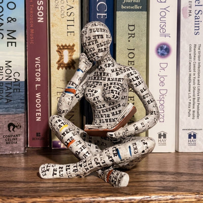 Decorative Reader Figurine – Resin Book Lover Ornament for Shelves
