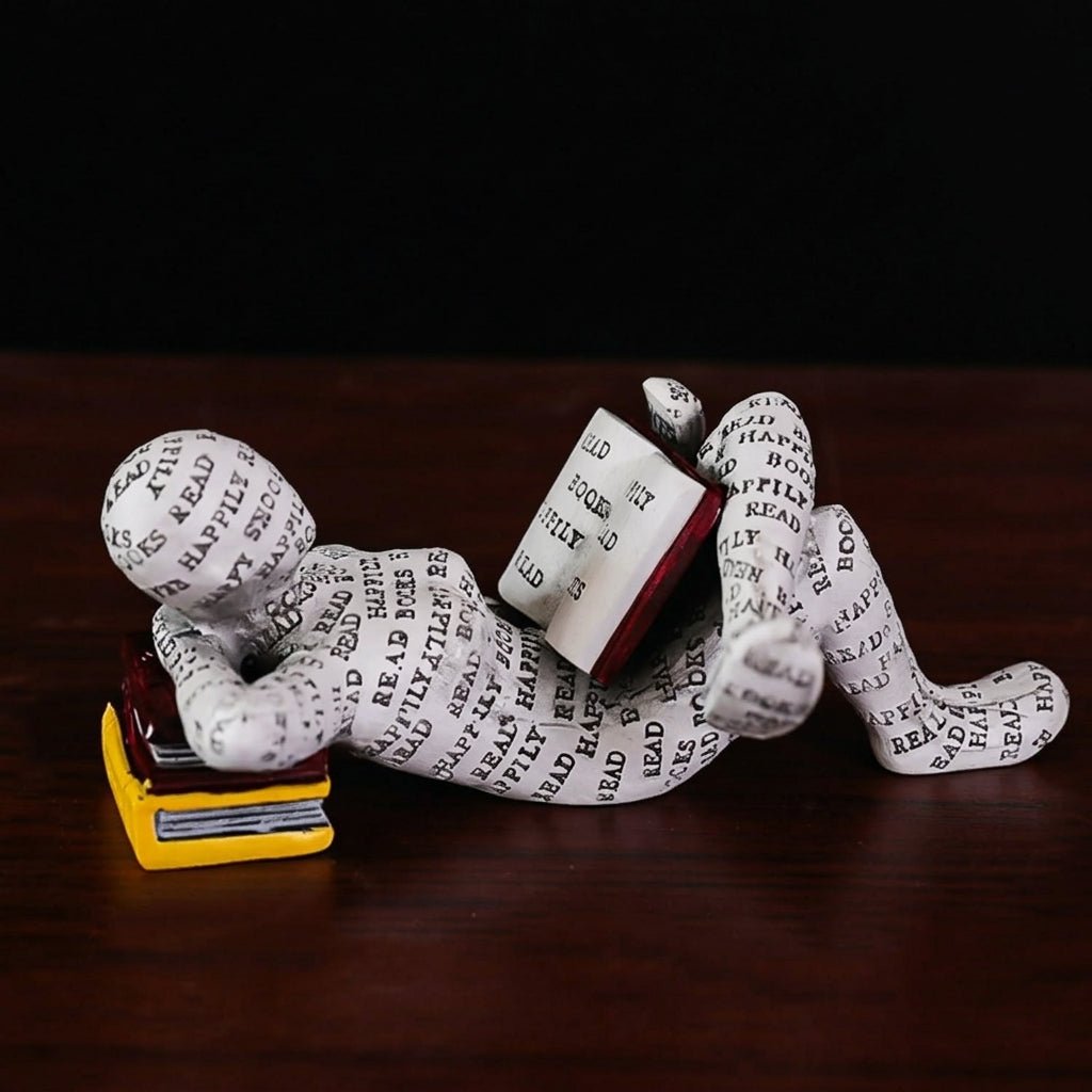 Decorative resin reader book lover figurine