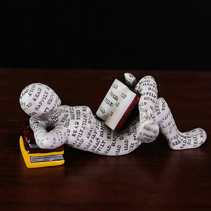 Decorative resin reader book lover figurine