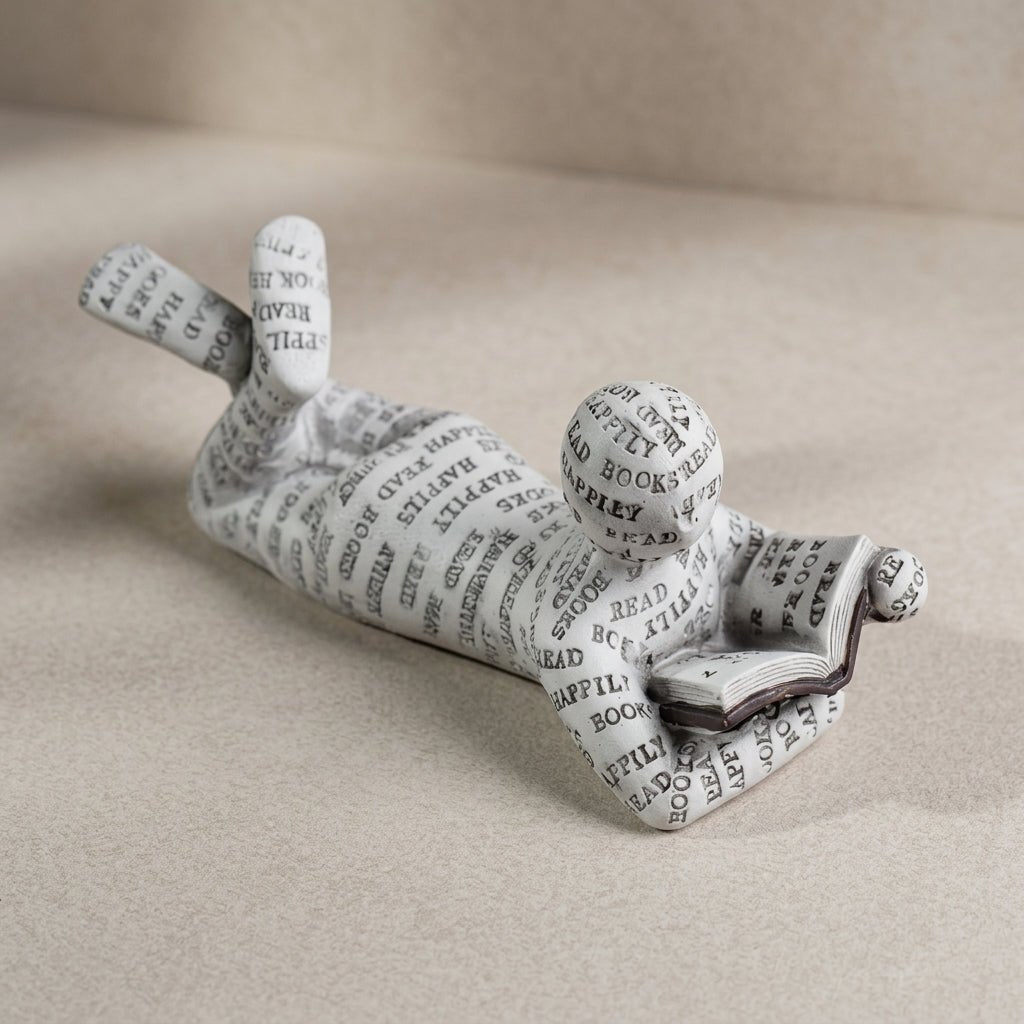 Decorative resin reader book lover figurine