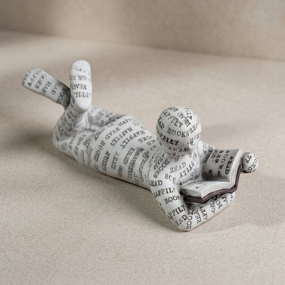 Decorative resin reader book lover figurine