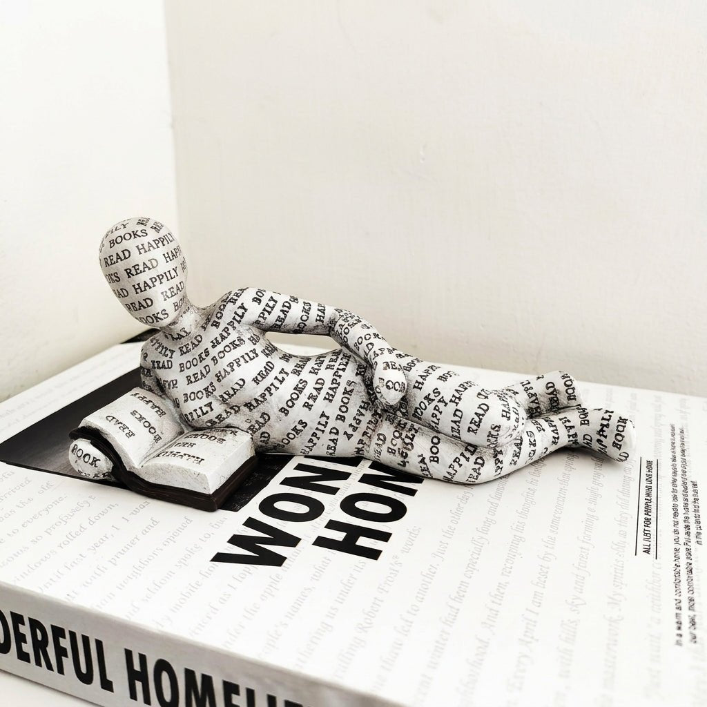 Decorative resin reader book lover figurine