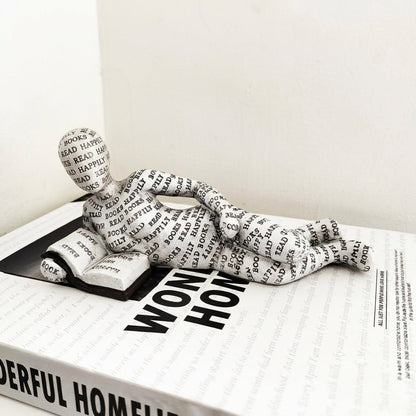 Decorative resin reader book lover figurine