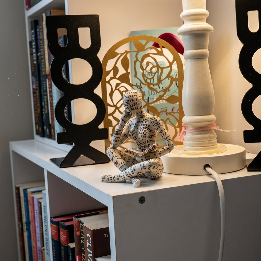 Decorative resin reader book lover figurine