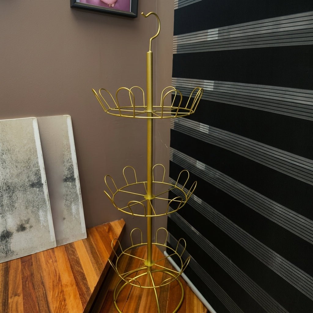 Vertical multi-tier metal shoe rack with hook