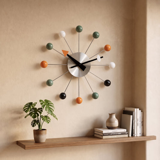 Retro mid-century ball marker wall clock