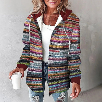 Women's Check Shacket – Casual Hooded Winter Overshirt