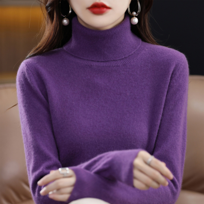 Women's polo-neck knit jumper colour option