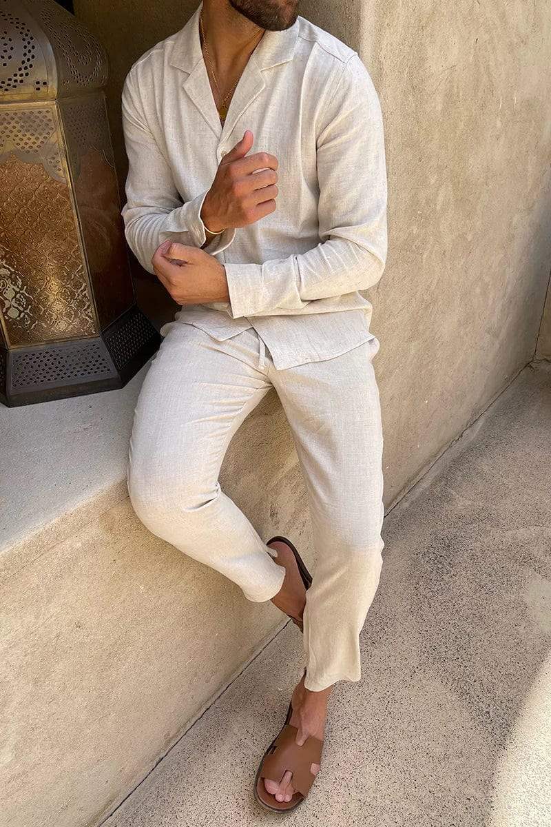 Men's Linen Set – Two-Piece Cream Co-ord