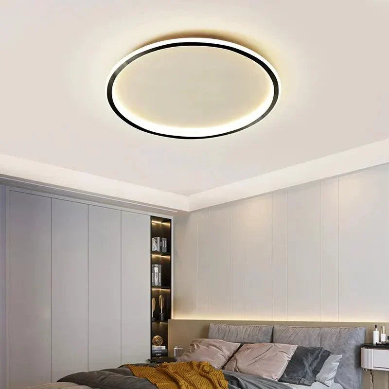 Slim LED Ceiling Light – Low-Profile Black Frame Flush Mount