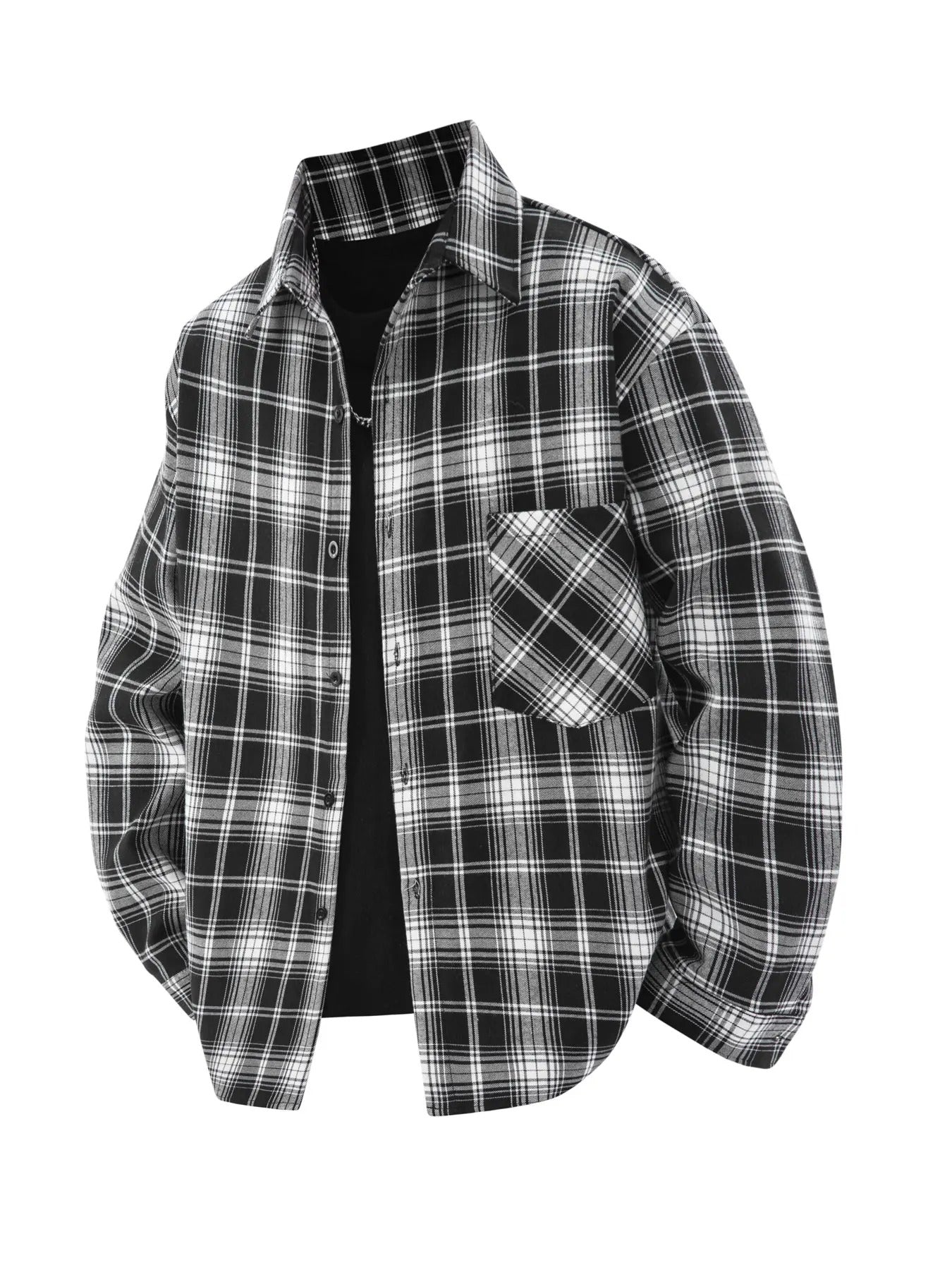 Men's Plaid Shirt Casual Long Sleeve Lapel Outdoor Style
