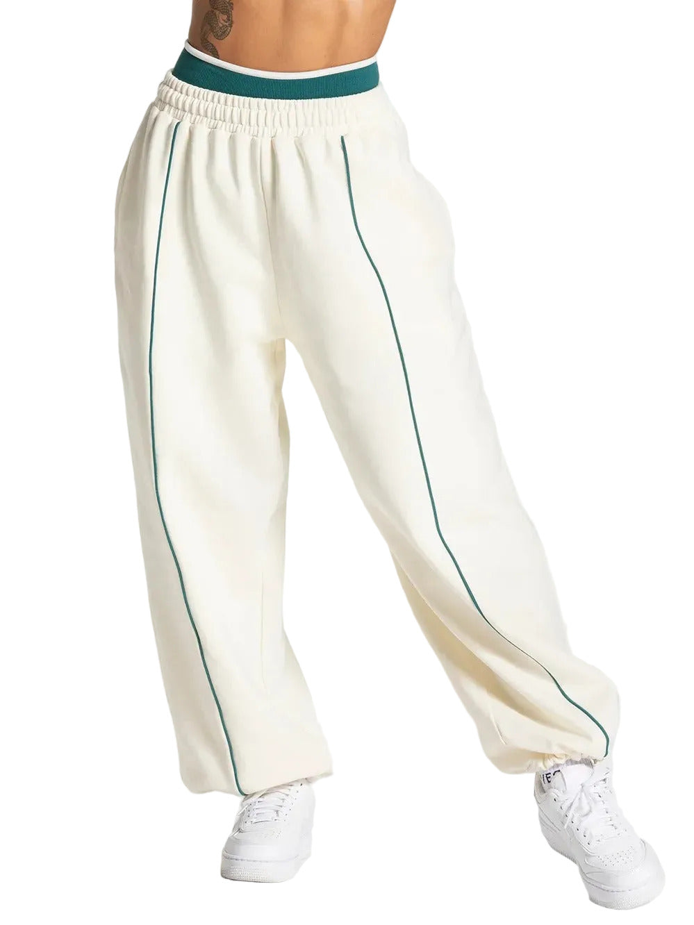 Casual Wide Leg Running Trousers Women Mid Waist Cotton Sports Pants