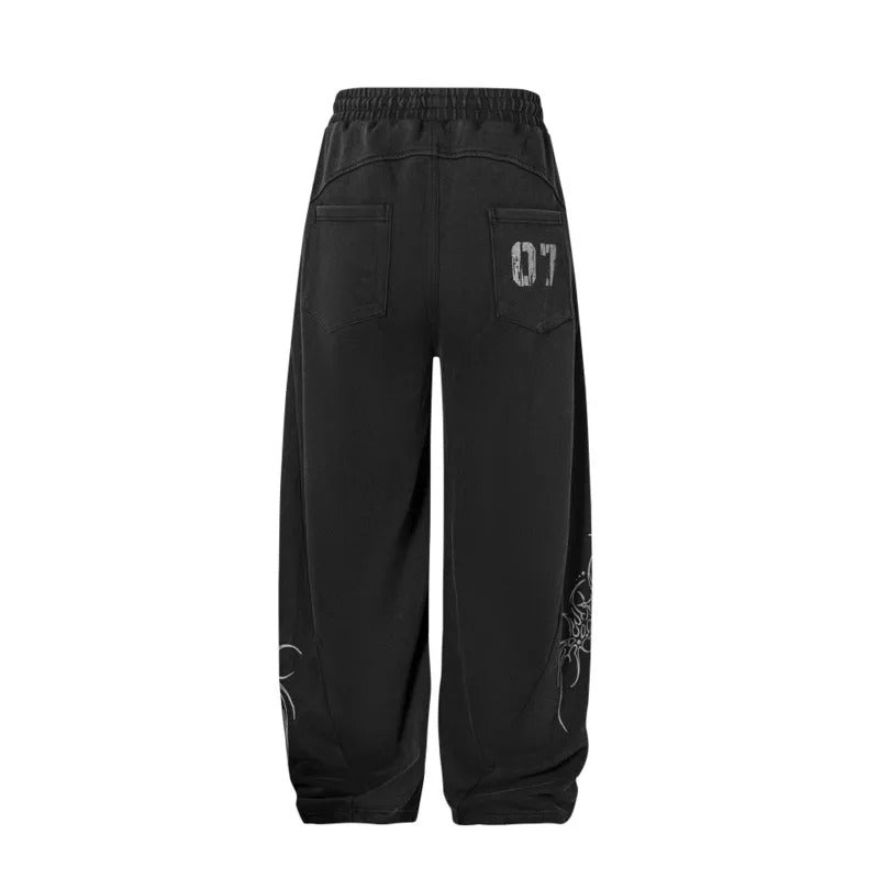 Straight Leg Sweatpants Hand Painted Gradient Embroidered Streetwear