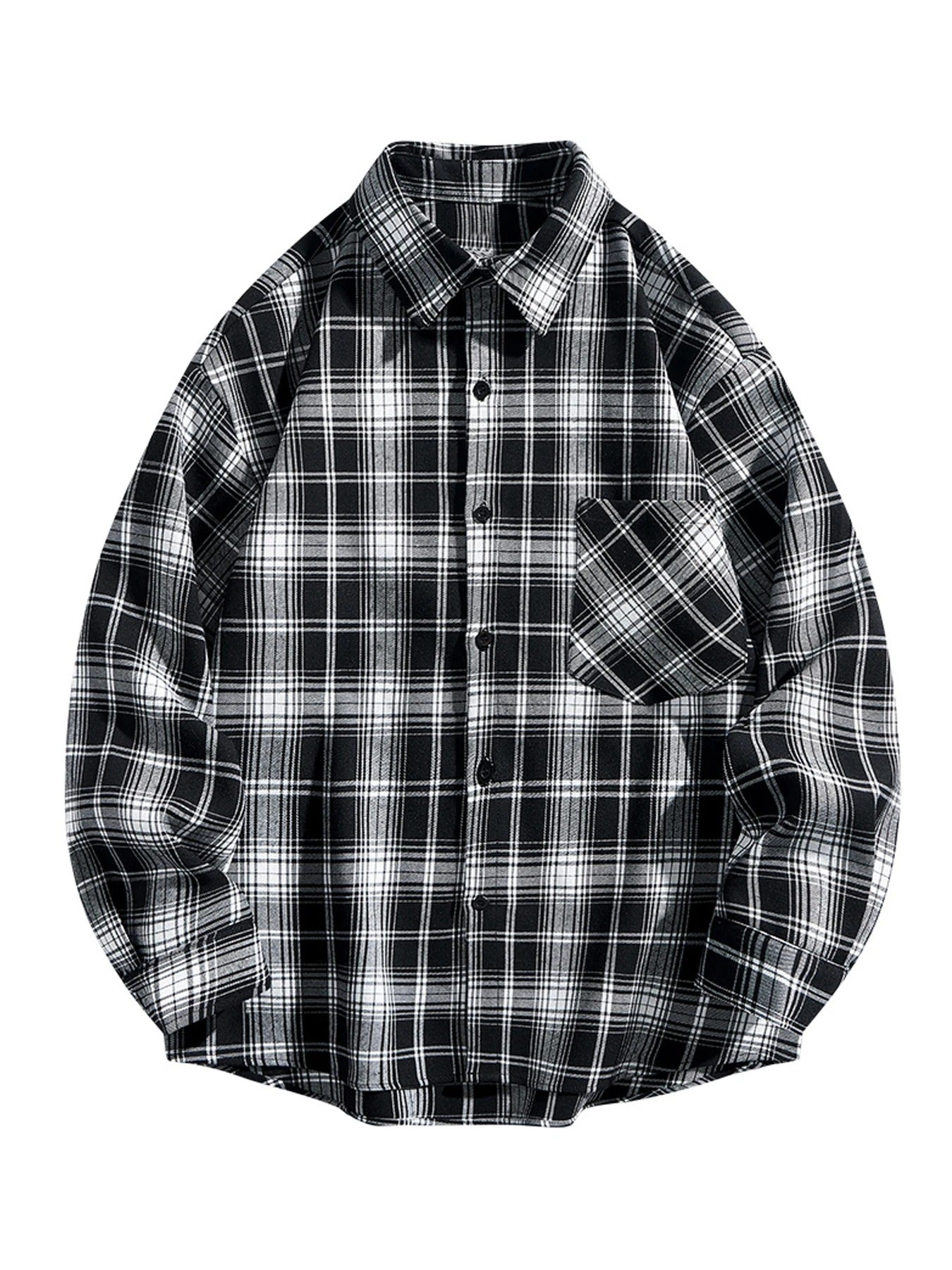 Men's Plaid Shirt Casual Long Sleeve Lapel Outdoor Style