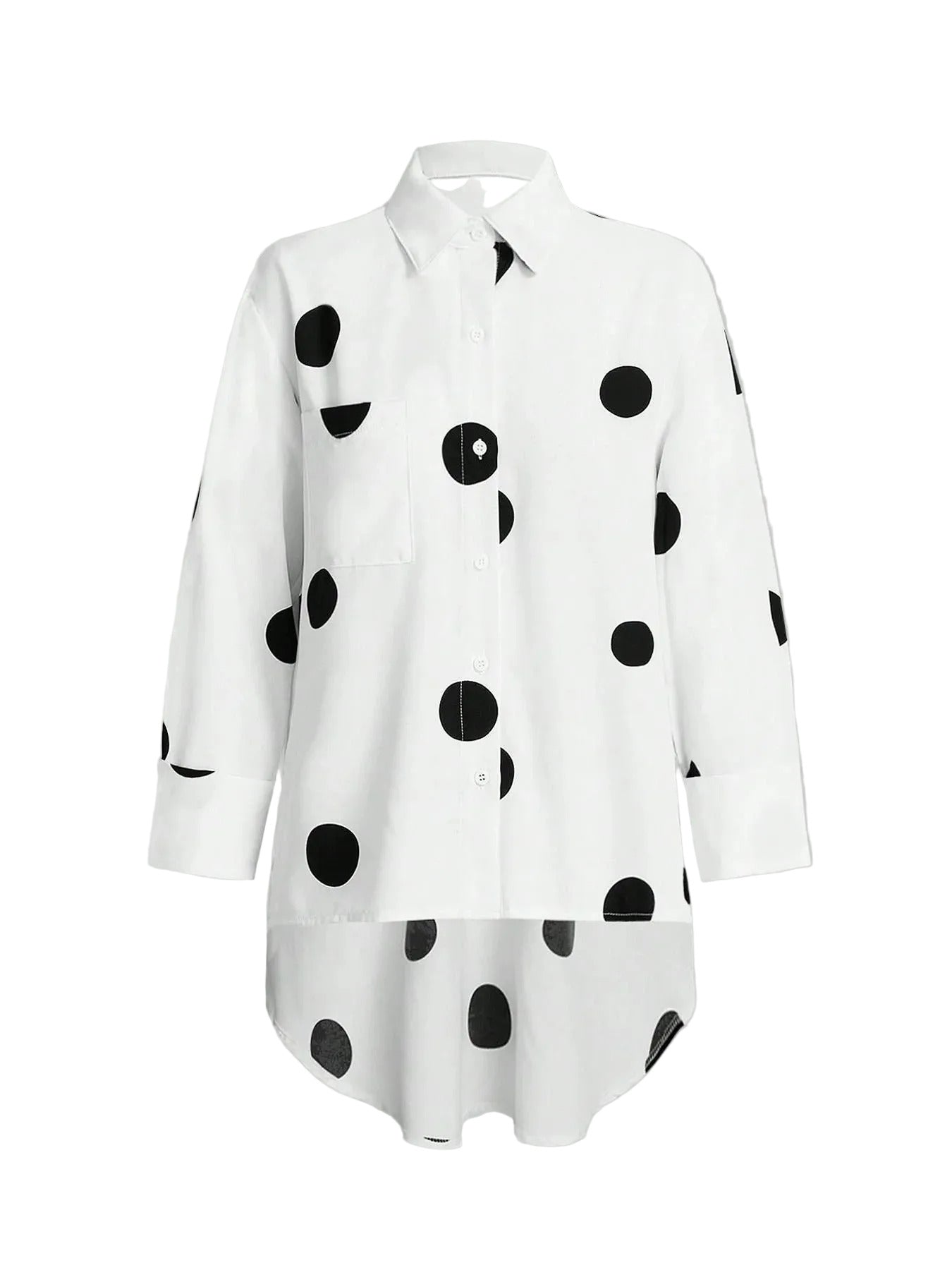 Women’s Loose Fit Printed Shirt Polka Dot Casual Top