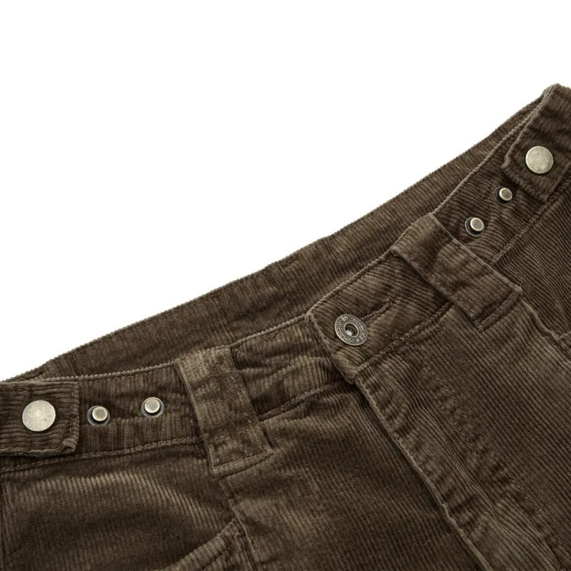 Work Pants Straight Leg Corduroy Mid Waist Casual Mens Trousers