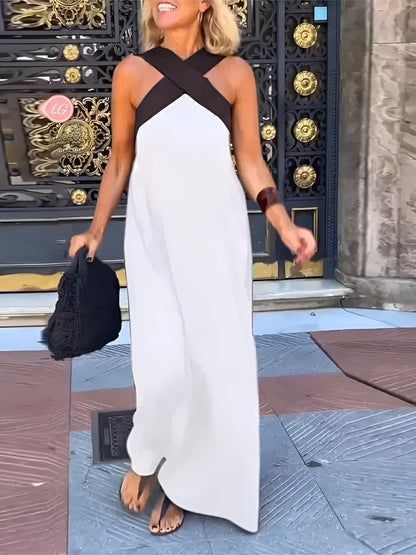 Women's flowing crossover maxi dress