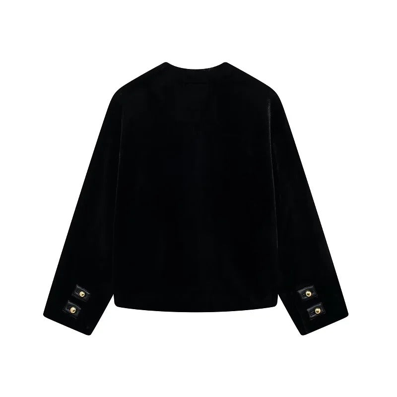 Faux Fur Jacket Women Long Sleeve Plush Winter Coat Black