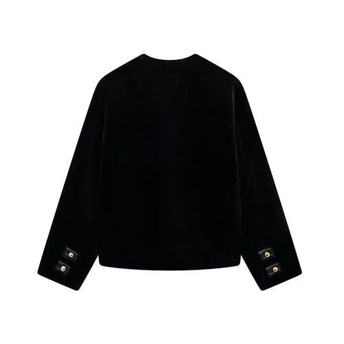 Faux Fur Jacket Women Long Sleeve Plush Winter Coat Black