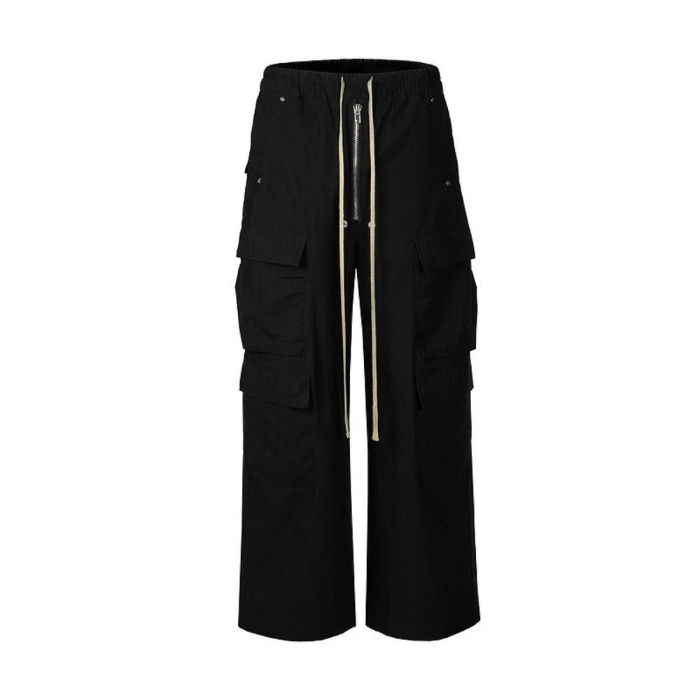 Men Cargo Pants Loose Fit Gothic Black High Street Trousers