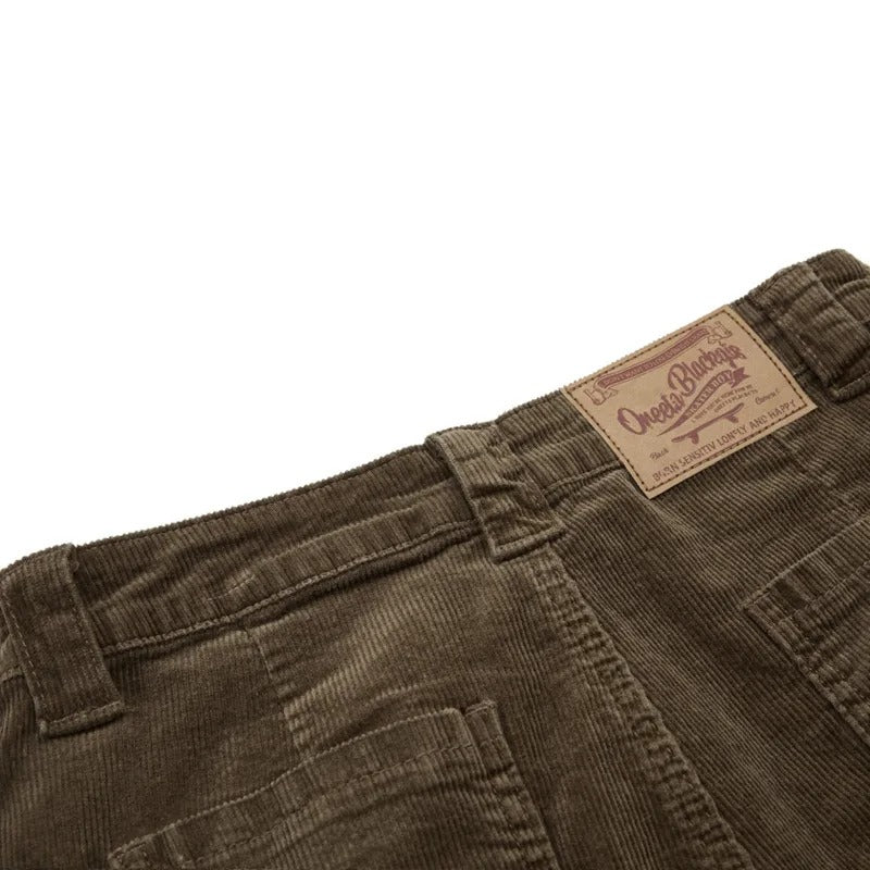 Work Pants Straight Leg Corduroy Mid Waist Casual Mens Trousers