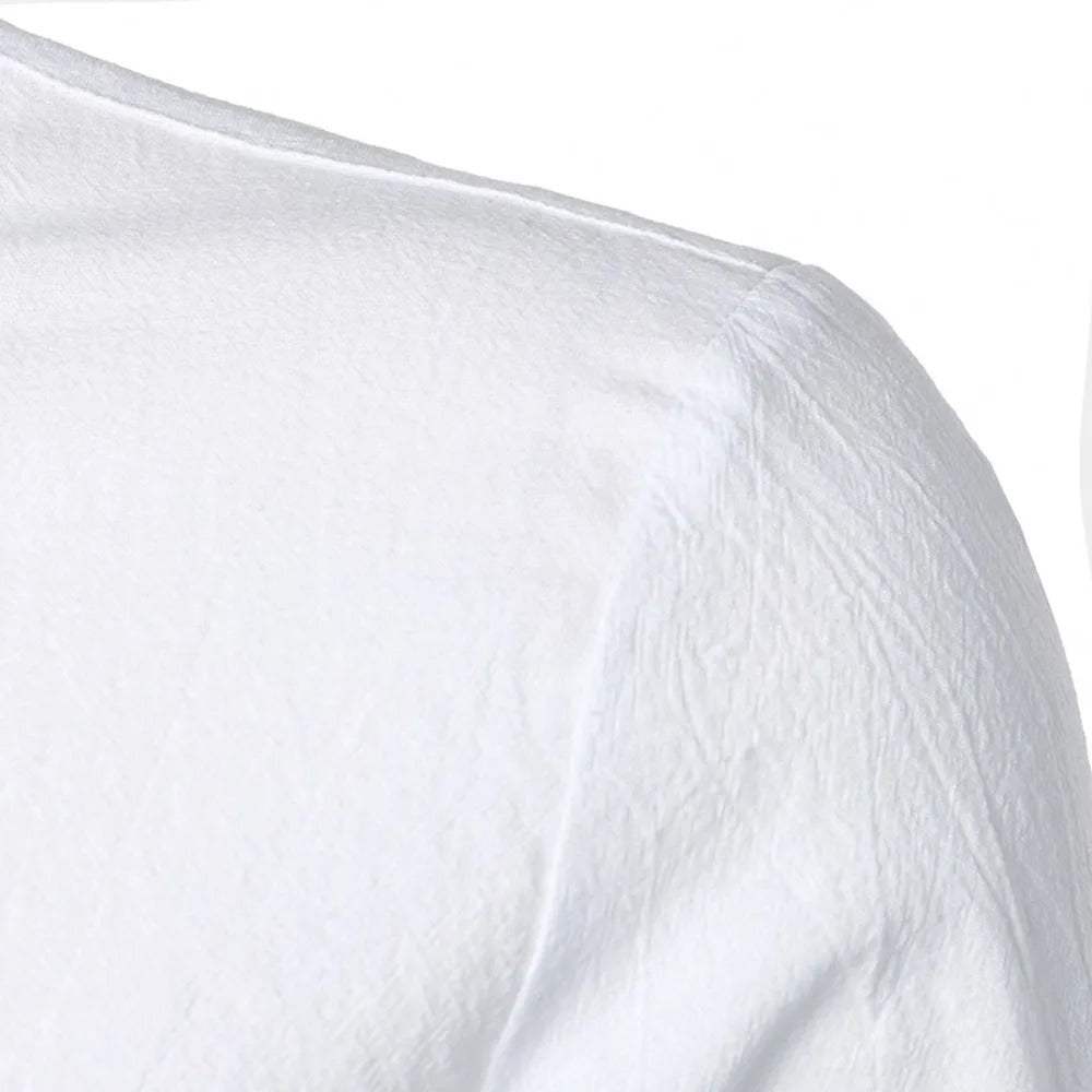 Men’s Slim Fit Cotton Linen Long Sleeve Button Front Collared Shirt