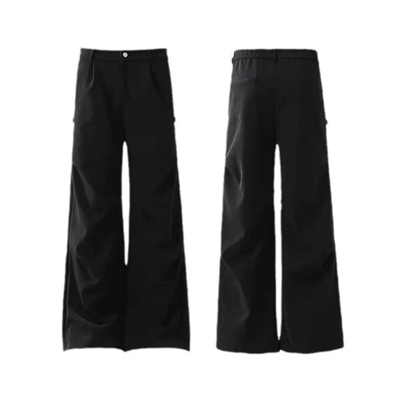 Men’s Wide Leg Suit Pants Pleated Front High Waist Straight Cut Trousers