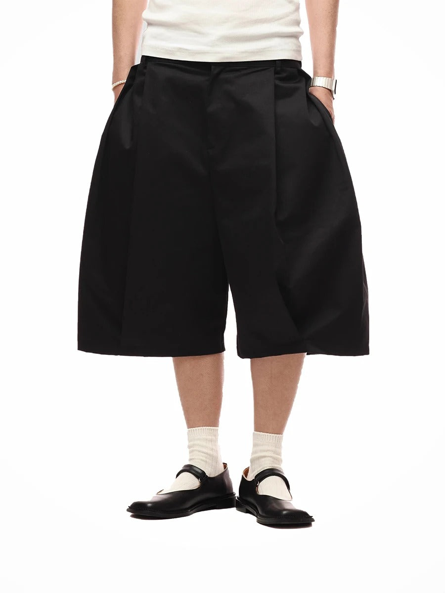 Wide Leg Shorts Elastic Waist Baggy Casual