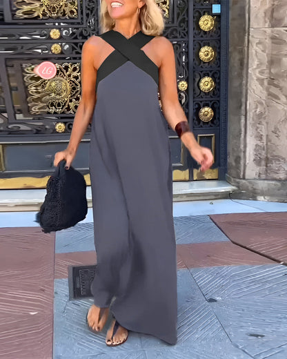 Women's V-neck summer maxi dress
