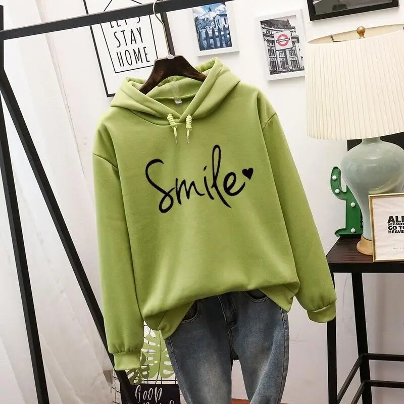 Relaxed smiley-print pullover hoodie