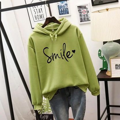 Relaxed smiley-print pullover hoodie