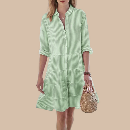 Women's striped midi dress - green