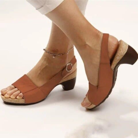 Orthopaedic Wedge Sandals for Women, Cork Footbed Vegan Leather Comfort Sandals