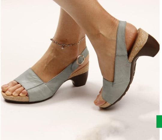 Orthopaedic Wedge Sandals for Women, Cork Footbed Vegan Leather Comfort Sandals