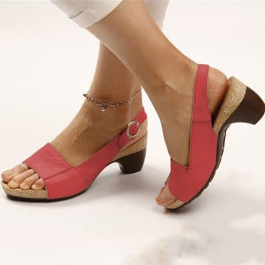 Orthopaedic Wedge Sandals for Women, Cork Footbed Vegan Leather Comfort Sandals