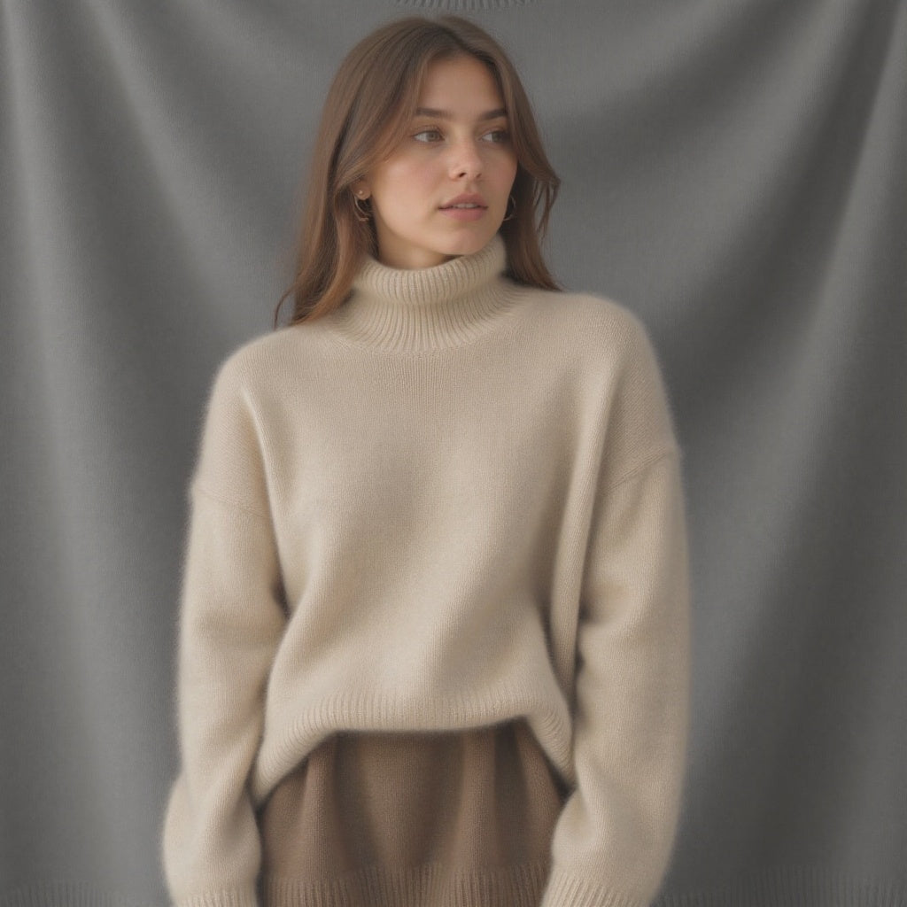 Women's chunky roll-neck knit jumper