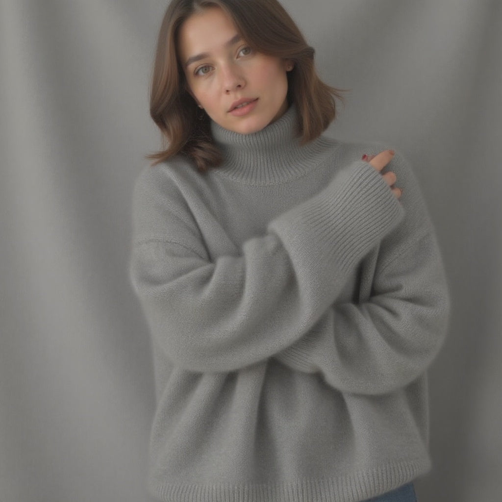 Women's oversized soft knit jumper - detail