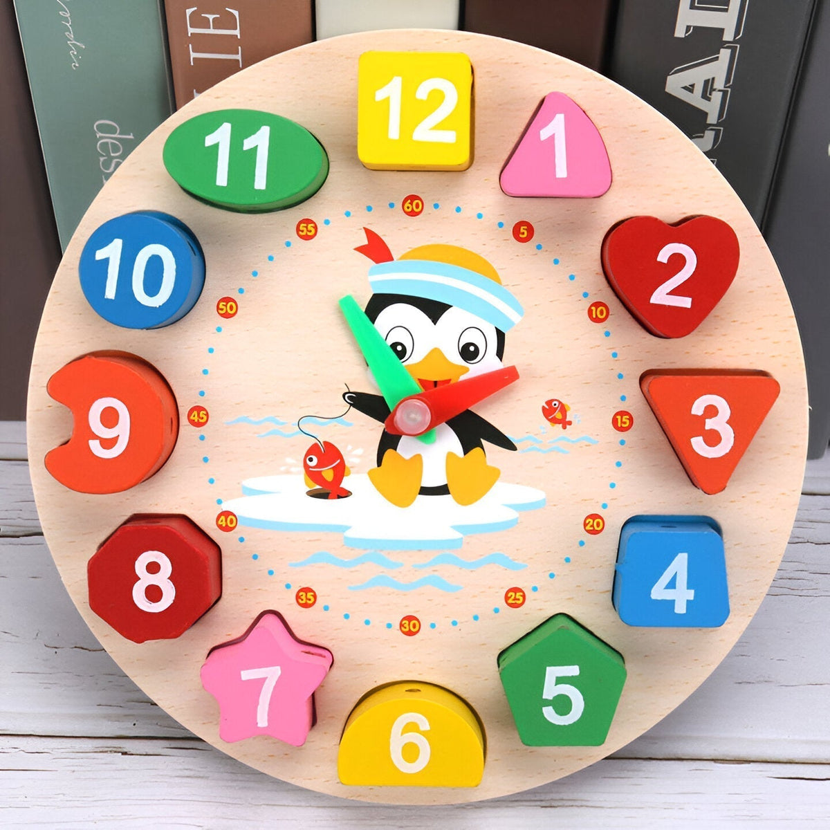 Wooden learning clock toy for kids