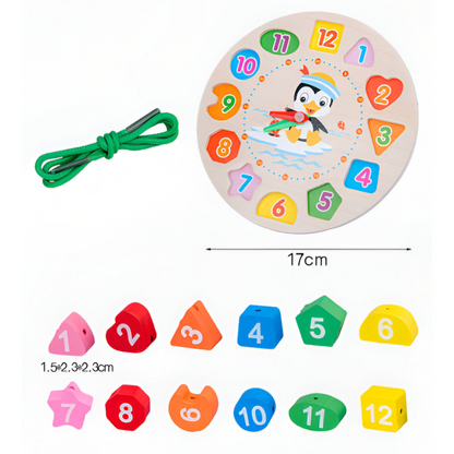 Wooden Learning Clock – Educational Time & Shapes Toy for Kids