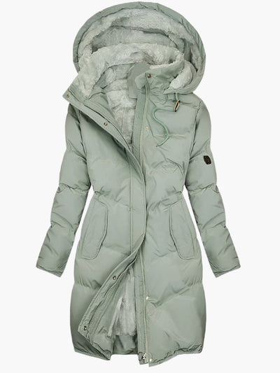 Women's Long Winter Coat – Faux Fur Hooded Longline Coat