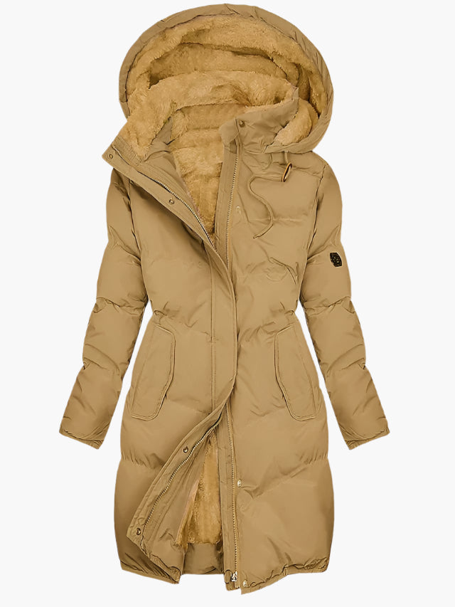 Women's Long Winter Coat – Faux Fur Hooded Longline Coat