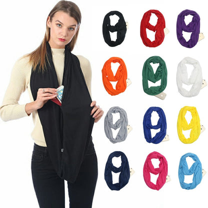 Infinity Scarf with Hidden Pocket – Travel Scarf with Zip Pocket