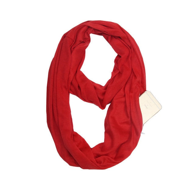 Infinity scarf with hidden zip pocket