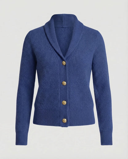 Women's knit cardigan with lapel collar and button front