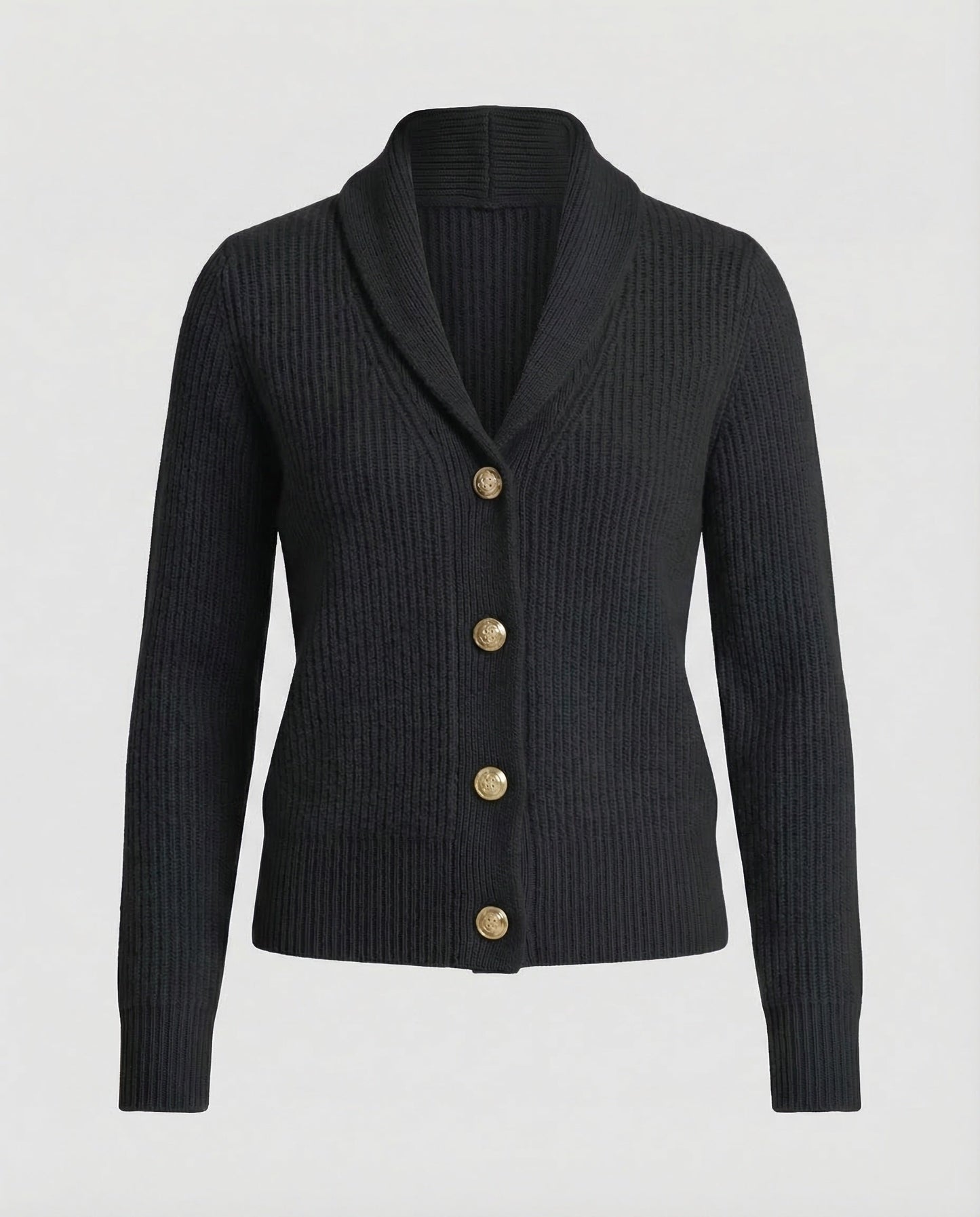 Women's knit cardigan with lapel collar and button front
