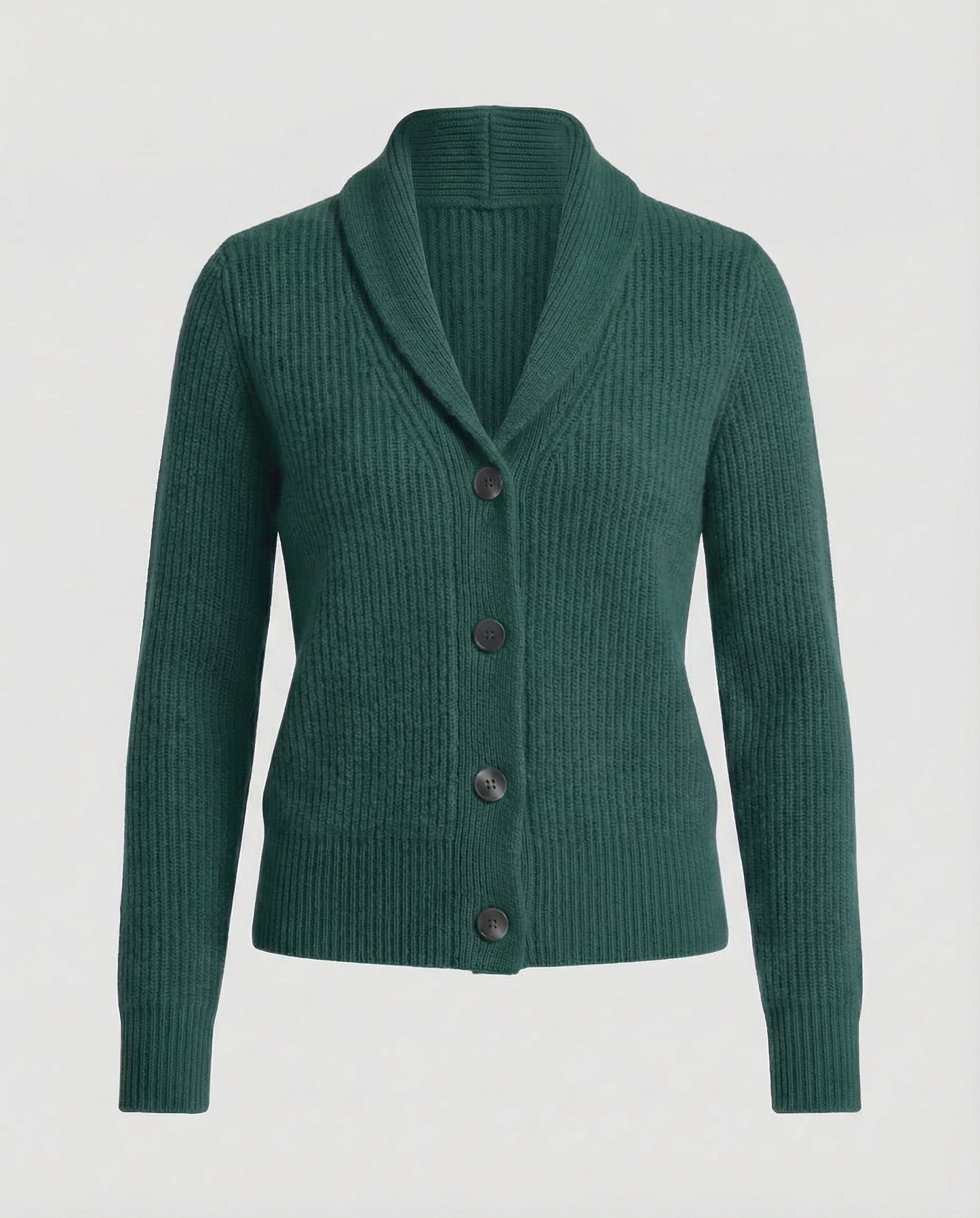 Women's knit cardigan with lapel collar and button front