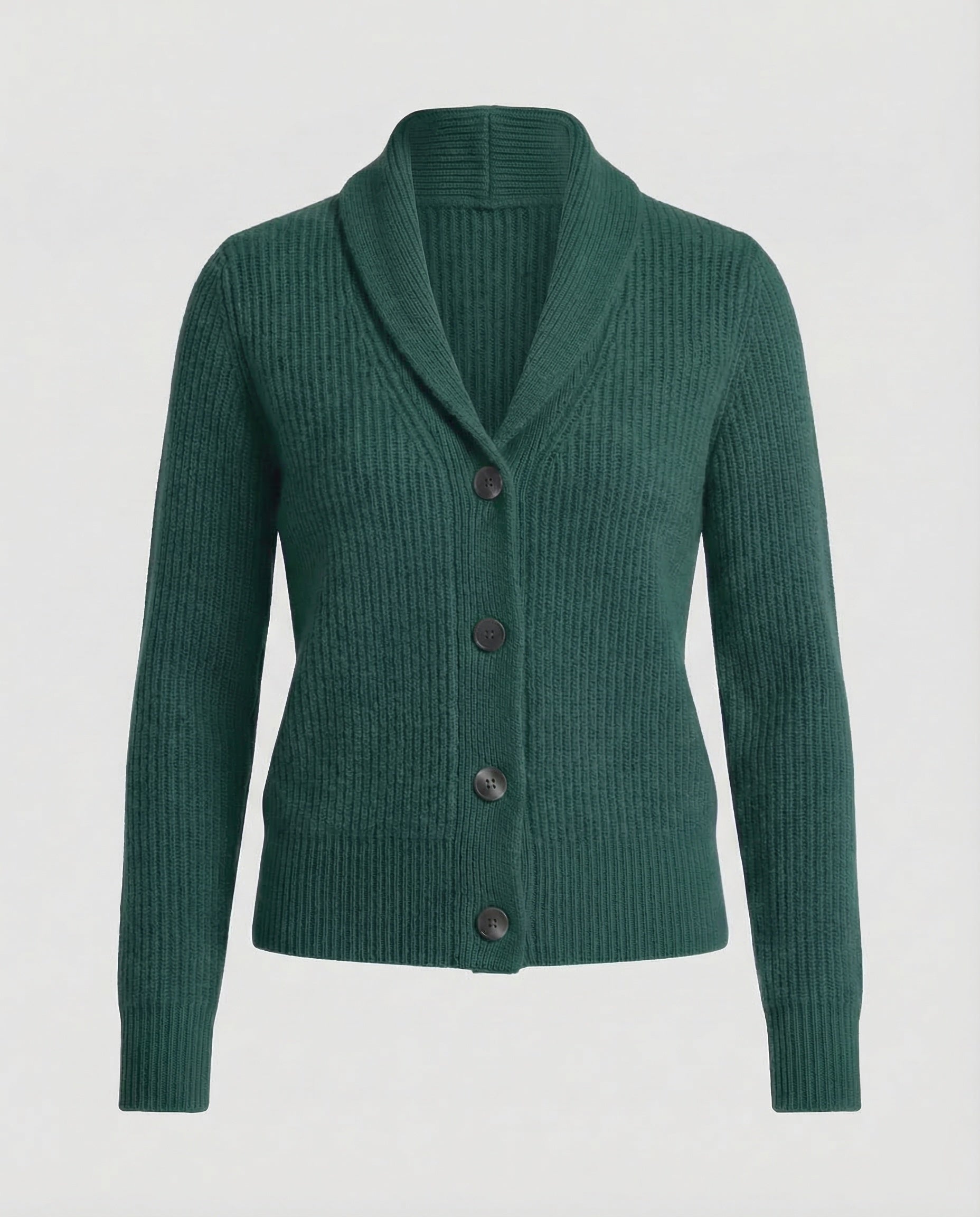 Women's knit cardigan with lapel collar and button front