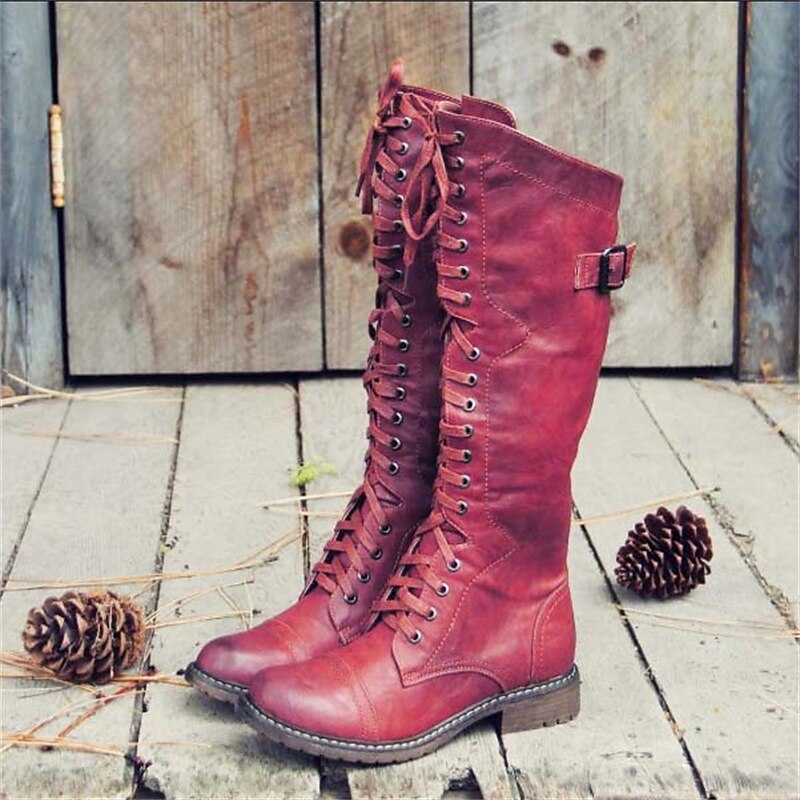 Women's Lace-Up Boots – Tall Riding-Style Knee-High Boots
